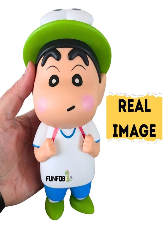 FUNFOB Shinchan Action Figure | Big Size Height-19CM Cartoon Figures Toys for Boys & Girls PVC Multicolour | Frog Hat Shin chan - Image 5
